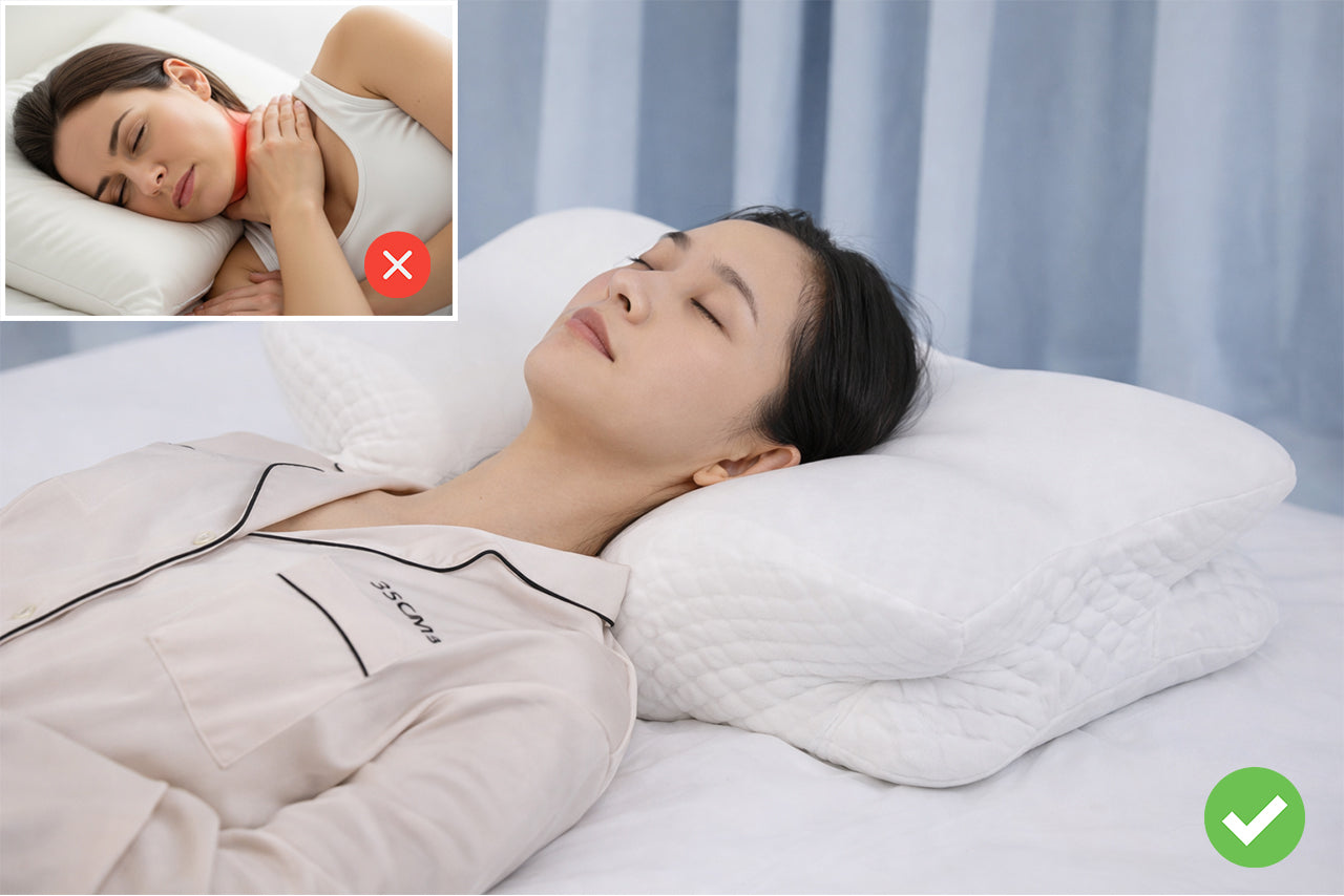 Oreiller ergonomique orthopédique en mousse à mémoire de forme – Soutien cervical pour soulager les douleurs au cou et aux épaules | Design papillon respirant